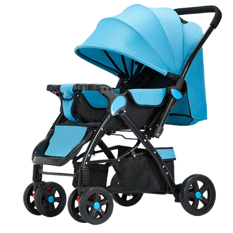 Baby stroller for children, lightweight and easy to fold, can sit and lie down with umbrella, good driver, four wheels and high view