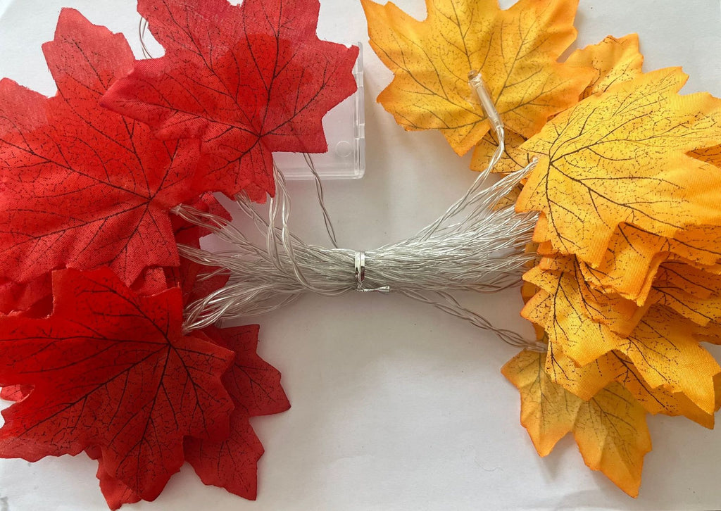 LED Halloween Simulation Maple Leaf Light String Thanksgiving Harvest Festival Holiday Garden Decoration Maple Leaf Pumpkin Light String
