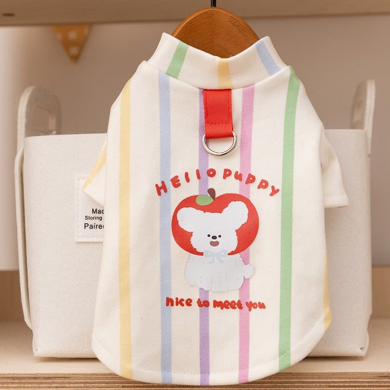 New autumn and winter Korean version dog cute cartoon small and medium-sized dog bear sweatshirt cat Teddy pet dog clothes