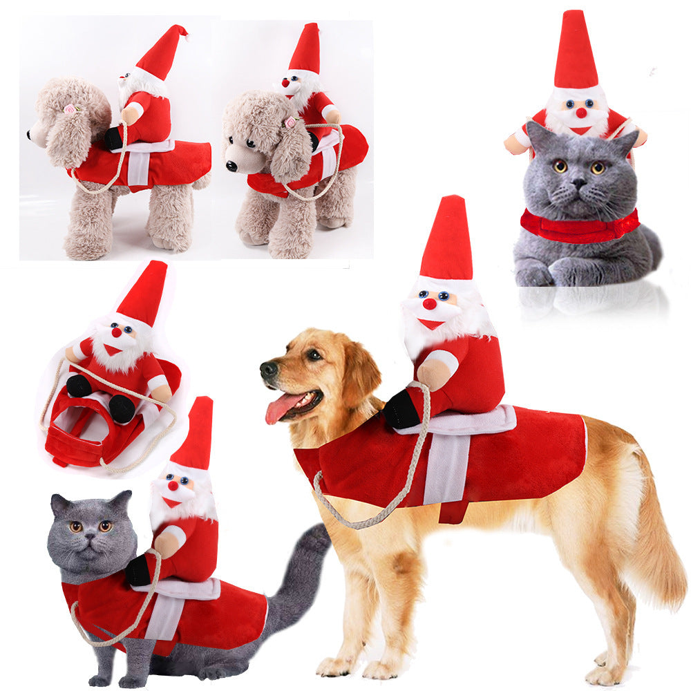 Big dog clothes, cat pet supplies, riding suits, halloween Santa Claus clothes, funny, small, medium and large