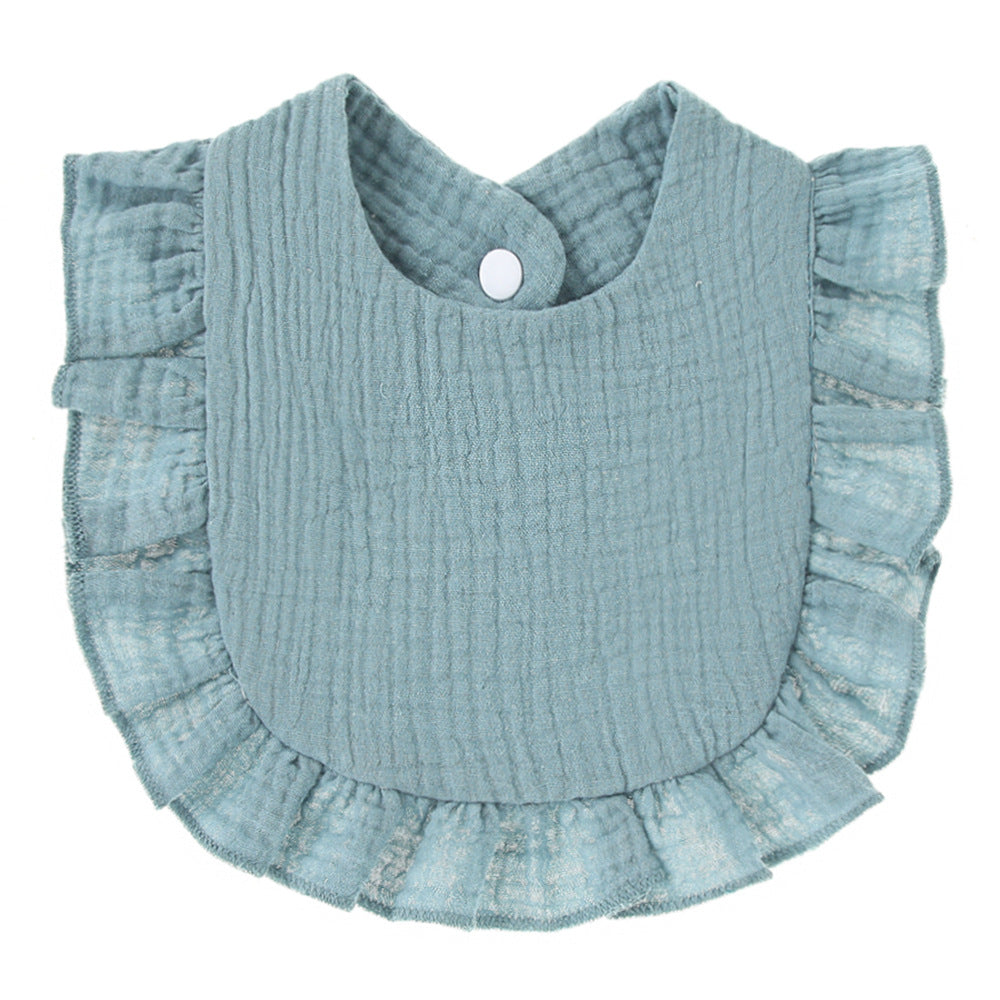 New baby bibs with ruffles Children's baby pure cotton gauze lace bibs bibs bibs cross-border