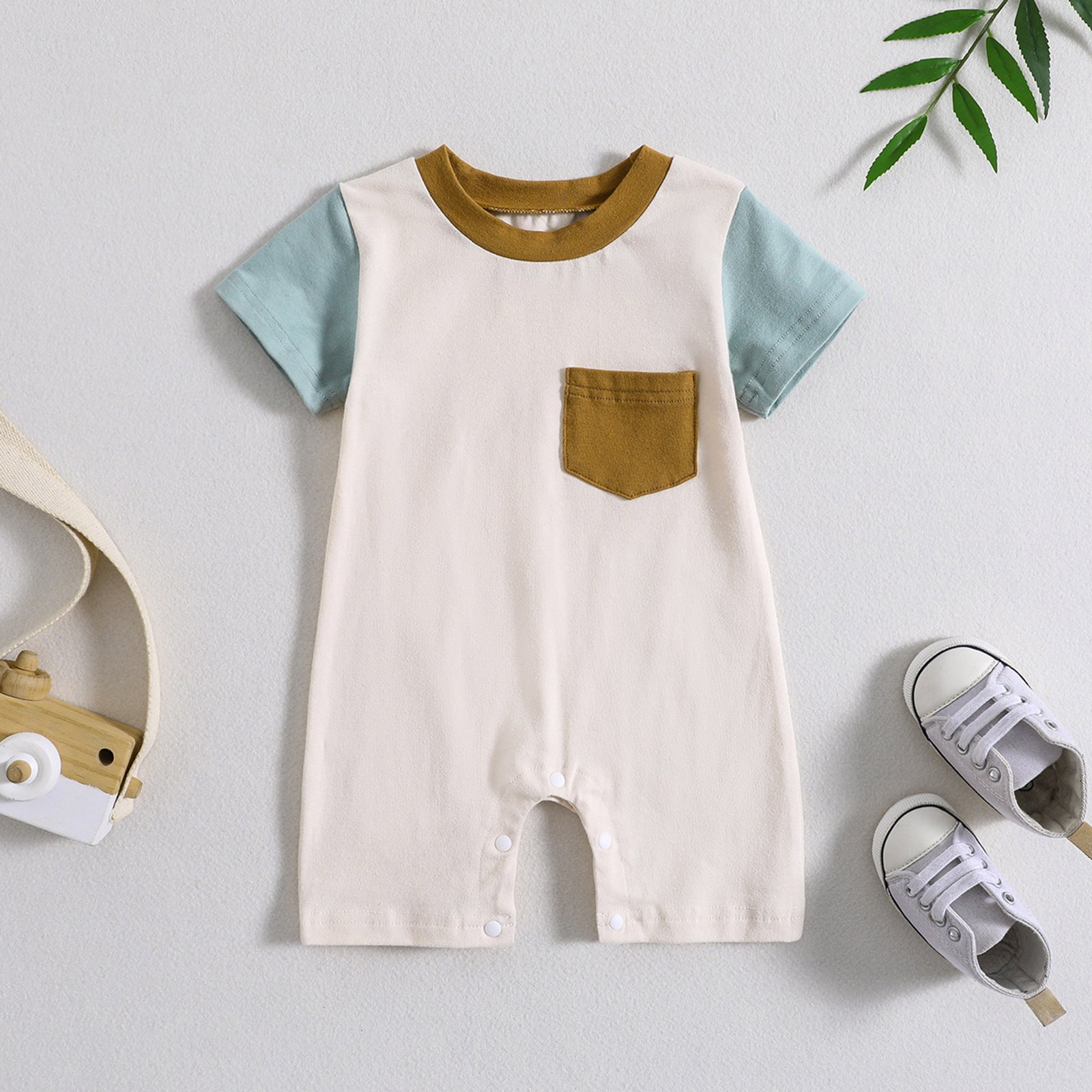 Baby clothes summer baby jumpsuit three-dimensional color matching short-sleeved male baby romper newborn clothes summer