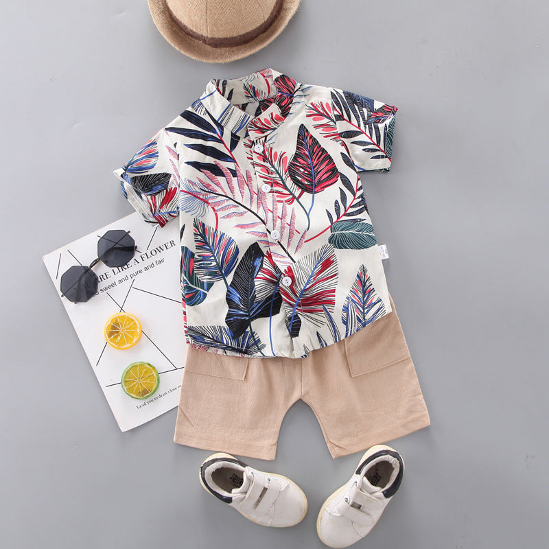 Cross-border children's clothing source manufacturers wholesale summer Korean version of thin baby suits cartoon trendy casual two-piece suits