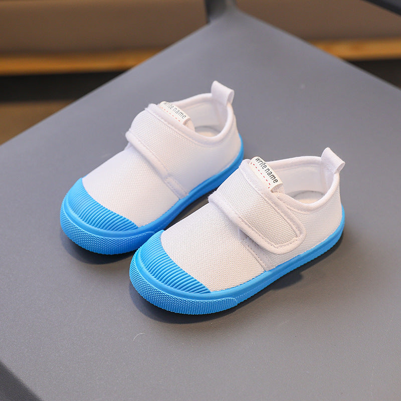 Children's shoes spring and autumn new one-step children's canvas shoes baby soft-soled shoes student kindergarten white indoor wholesale