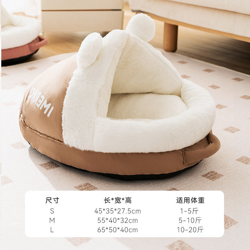 Pet nest autumn and winter warm cat nest for kittens to sleep in winter animal slippers nest closed sleeping bag cat bed
