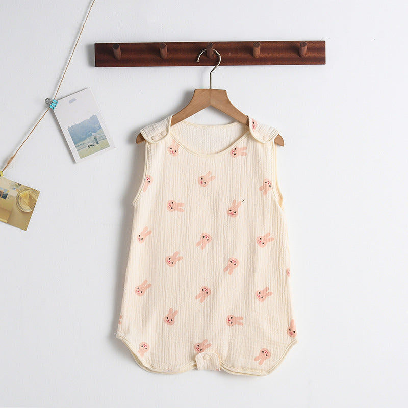 Newborn baby sleeping bag baby gauze sleeping bag children spring and summer thin anti-kick quilt four seasons universal children's pajamas