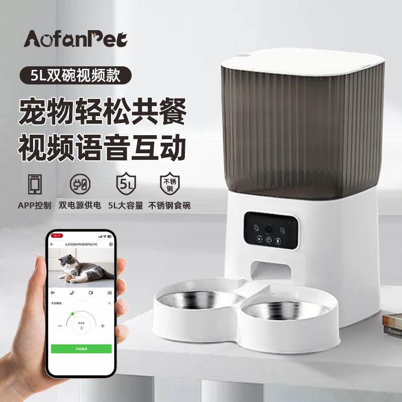 Pet smart feeder cat large capacity remote monitoring timing quantitative with camera automatic cat feeding artifact