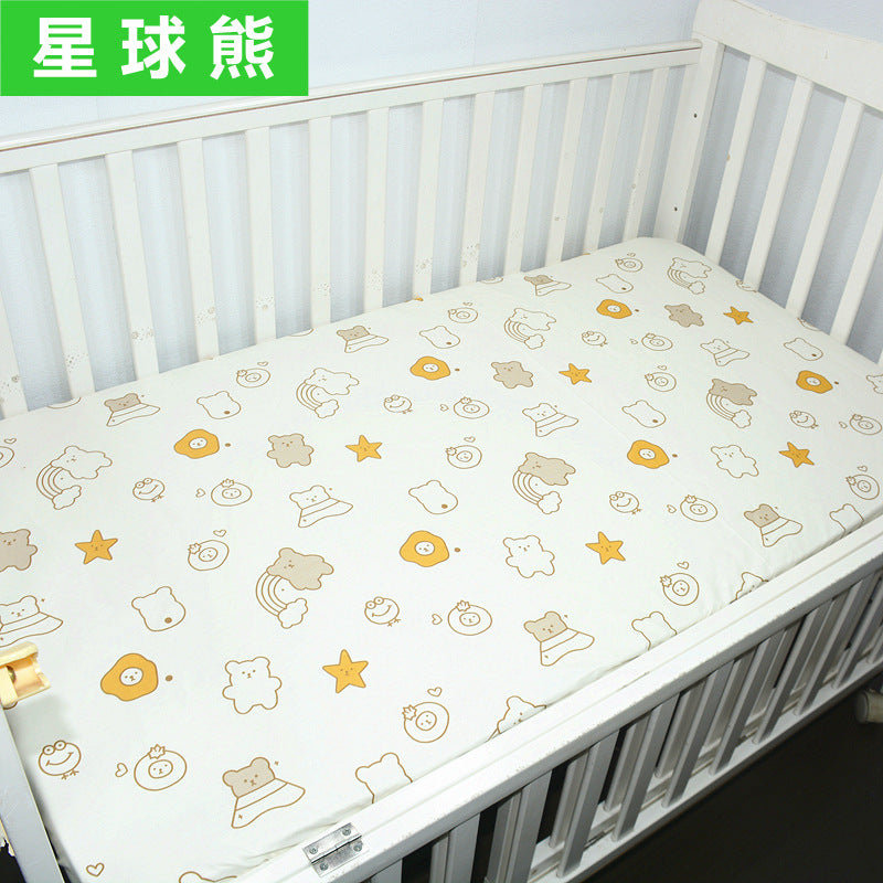 Foreign trade pure cotton crib bed sheet baby maternal and infant products ins children cartoon bed cover wholesale