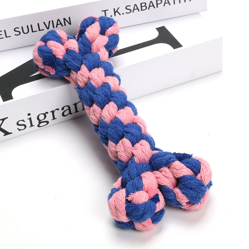 Amazon hot selling pet cotton rope dog toy braided bone shape pet supplies chew-resistant teething dog toy