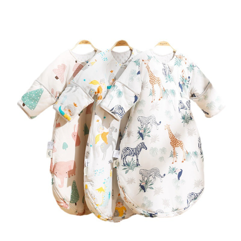 Baby A winter cotton anti-kick sleeping bag thickened children's bean velvet warm quilt soothing sleeping bag anti-kick quilt