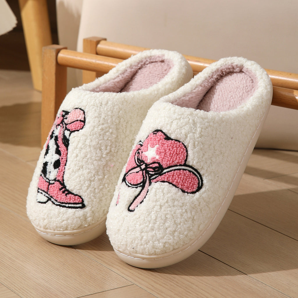 Halloween cross-border mushroom hot sale winter peach heart cotton slippers women wholesale indoor home rainbow plush warm slippers