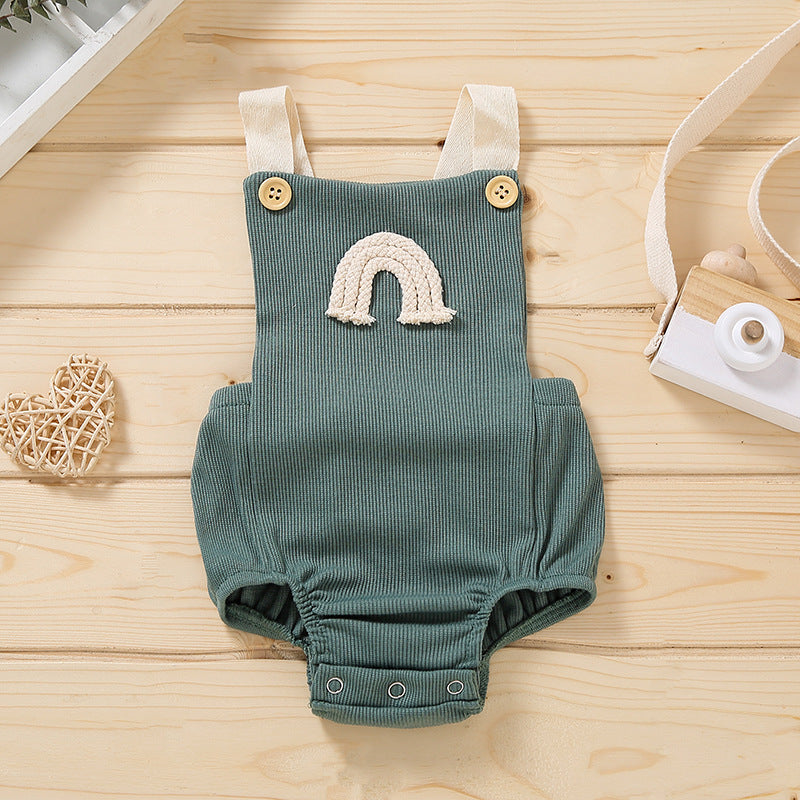 Sleeveless concealed buckle general male and female baby onesies spot cotton non-hooded triangle climbing
