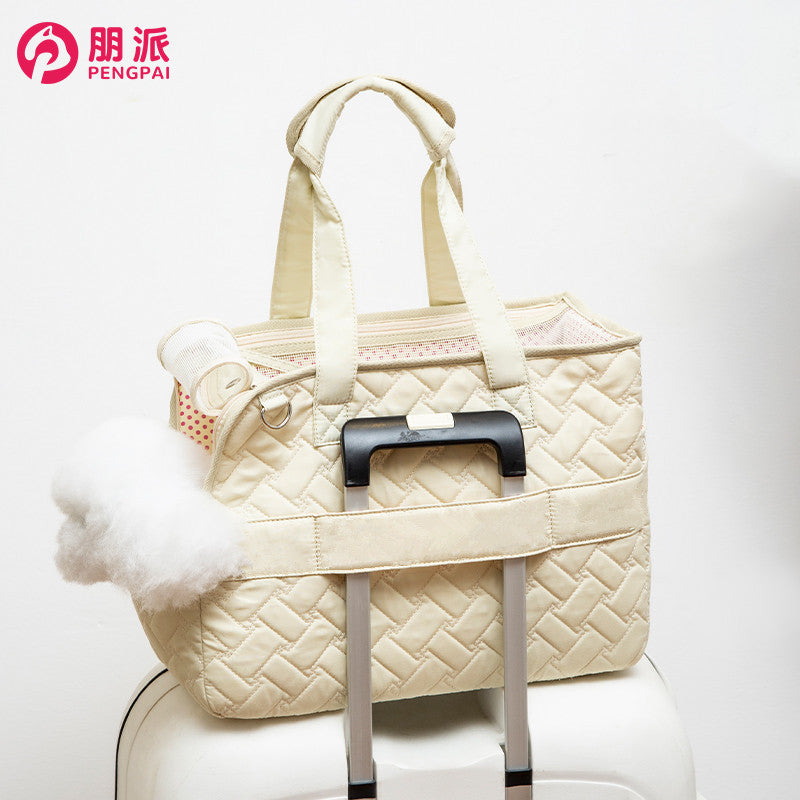 Amazon cross-border hot-selling fashion diamond-shaped portable dog large-capacity breathable pet shoulder messenger bag