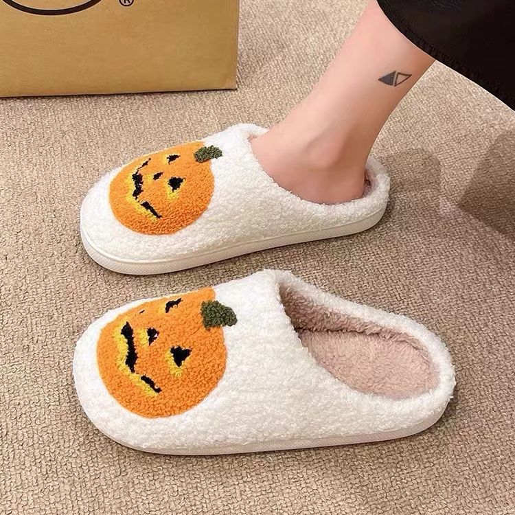 Halloween Collection Cartoon Pumpkin Funny Cotton Mops Winter Couples Indoor Home Cute Thick-soled Plush Cotton Mops
