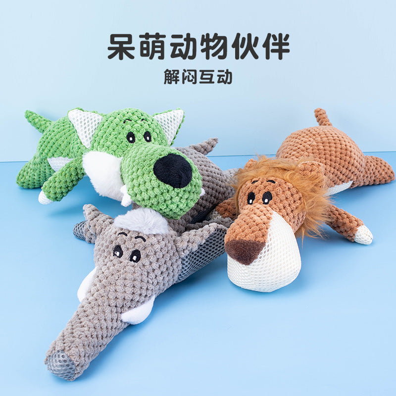 Cross-border pet plush toy, dog vocal toy, prone lion, elephant, wolf molars, bite-resistant companion toy