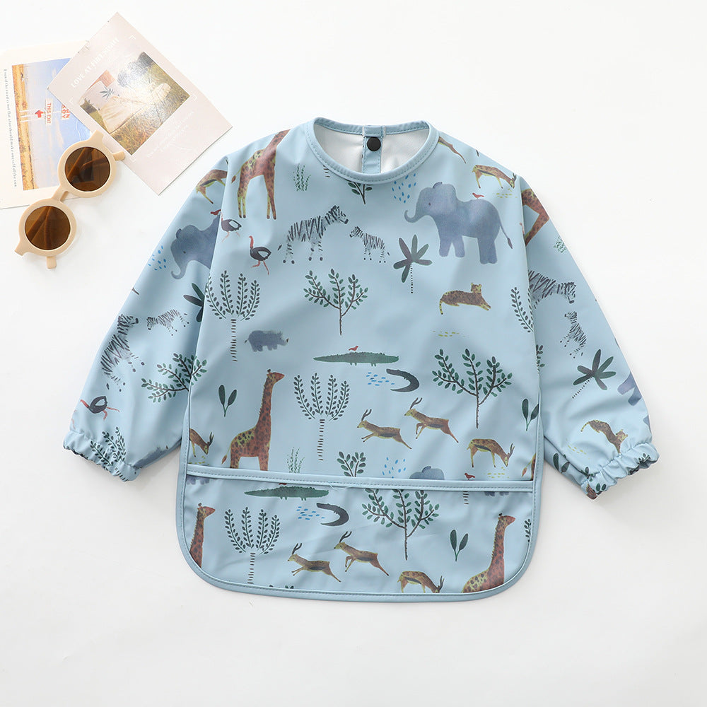 Danish children's waterproof anti-clothing bib baby eating bib super soft waterproof baby rice pocket anti-dirty feeding