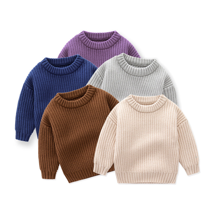 ins hot baby round neck sweater baby boy girl child autumn and winter loose knitted coat sweater